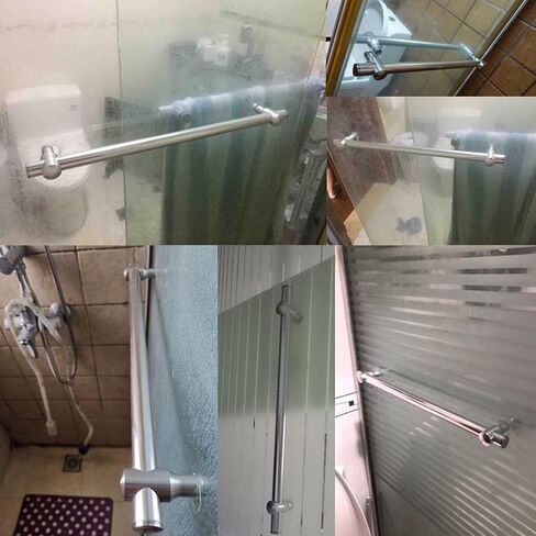 Stainless Steel Glass Door Push-Pull Handle Full Adjustable Hole Di Push Pull Glass Door Handle | Pull Push Barn Door Button Knob | Shower Enclosure Towel Bar Replacement in Saudi Arabia