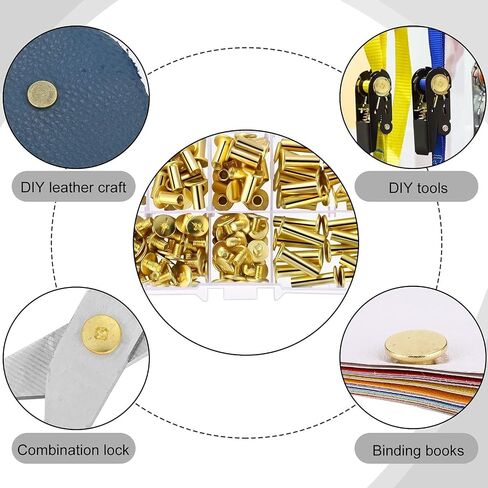 مسامير شيكاغو ， المسامير الجلدية ، 30 بكسل طويل M5 مسامير الربط الذهبي Bag Bet Scrapbook Post Nail Protch Studs Snap Photo Books بعقب المسمار (M5 x 55mm) in Saudi Arabia