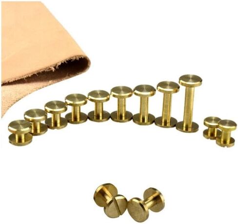 Chicago Screws， Leather rivets, 20pcs Solid Plane Brass Screw Rivets Leather Accessories Screw Nail Belt Buckles Album Binding Books Spikes(6mm Length) in Saudi Arabia