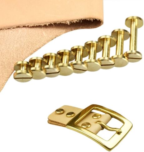 Chicago Screws， Leather rivets, 20pcs Solid Plane Brass Screw Rivets Leather Accessories Screw Nail Belt Buckles Album Binding Books Spikes(6mm Length) in Saudi Arabia