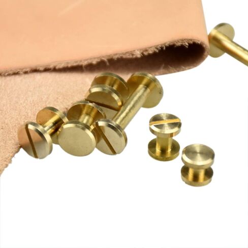 Chicago Screws， Leather rivets, 20pcs Solid Plane Brass Screw Rivets Leather Accessories Screw Nail Belt Buckles Album Binding Books Spikes(6mm Length) in Saudi Arabia