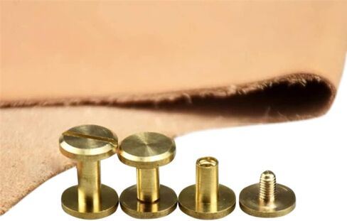 Chicago Screws， Leather rivets, 20pcs Solid Plane Brass Screw Rivets Leather Accessories Screw Nail Belt Buckles Album Binding Books Spikes(6mm Length) in Saudi Arabia