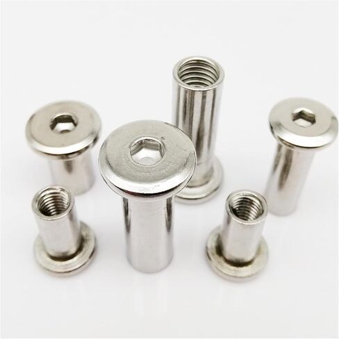 Chicago Screws， Leather Rivets, 304 Stainless Steel Large Flat Hex Hexagon Socket Head Furniture Rivet Connector 1-5pcs(5pcs M6x12mm) in Saudi Arabia