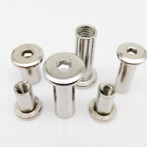Chicago Screws， Leather Rivets, 304 Stainless Steel Large Flat Hex Hexagon Socket Head Furniture Rivet Connector 1-5pcs(5pcs M6x12mm) in Saudi Arabia