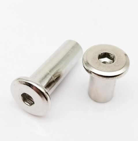 Chicago Screws， Leather Rivets, 304 Stainless Steel Large Flat Hex Hexagon Socket Head Furniture Rivet Connector 1-5pcs(5pcs M6x12mm) in Saudi Arabia