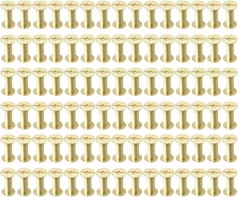 Chicago Screws， Leather Rivets, 90pcs M5 Golden Binding Screws Leather Bag Belt Scrapbook Post Nail Rivet Studs Snap Books Butt Screw Photo Album Binding Screw(M5 x 10mm) in Saudi Arabia