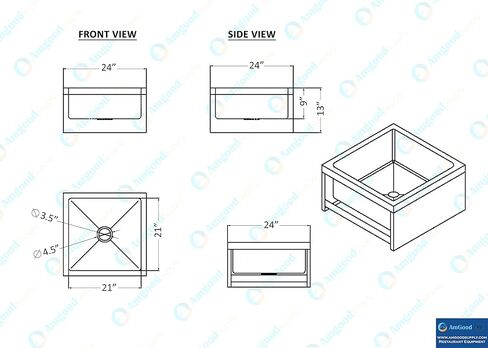 Stainless Steel Floor Mop Sink | 304 Stainless Steel | NSF (24" x 24" x 13") in Saudi Arabia