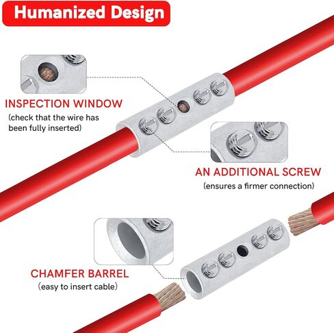 Baala 4 Gauge Wire Butt Connecors Kit Brass Pure ، 6pcs type type Quick Wire Connector Terminal ، موصلات لصق بعقب مع 6pcs 3: 1 أنابيب تقلص الحرارة in Saudi Arabia