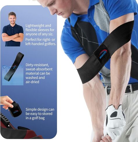 مساعدة تدريب جولف أرجوحة - Muscle Memory & Connection Swing Complication لاعبي الغولف ، مدرب وضع الذراع والكوع للمبتدئين اليمين/الأيسر ، فرقة ذراع مدرب الجولف لممارسة النادي الداخلي/الخارجي in Saudi Arabia