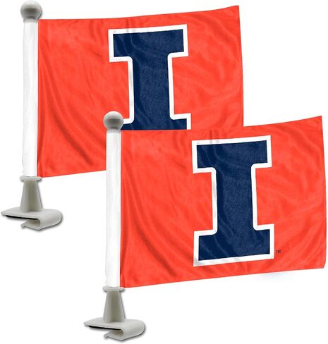 Fanmats University of Illinois Ambassador Car Plars - 2 Pack Mini Auto Flags ، 4in x 6in. in Kuwait