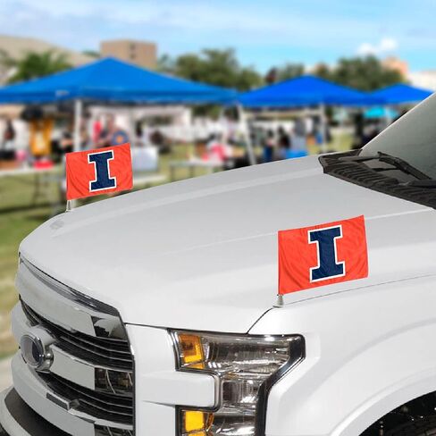 Fanmats University of Illinois Ambassador Car Plars - 2 Pack Mini Auto Flags ، 4in x 6in. in Kuwait