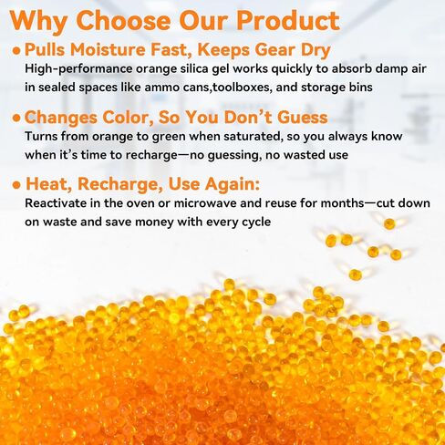 Orange Desiccant Beads Reusable - 450G Indicating Silica Gel Desiccant,Silica Gel Desiccant Beads for Drying,Silicone Orange to Green Reusable Dehumidifier,Standard Bead Size 3 to 5mm in Saudi Arabia