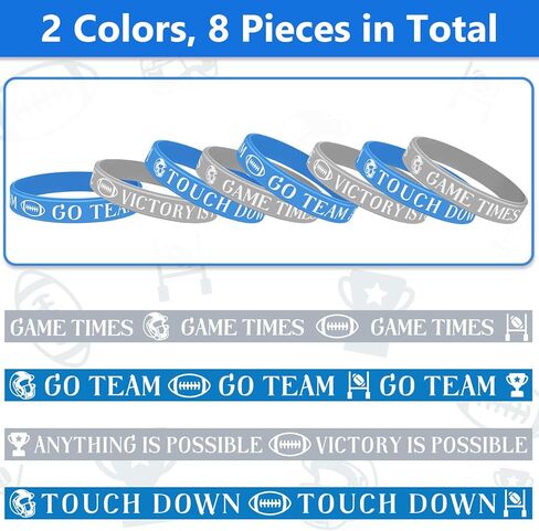 8 PCS Football Silicone Bracelets for Men & Women ، تحفيز حفلة عيد ميلاد كرة قدم تحفيزية هدايا الحفلات للرياضة لعشاق الرياضة يوم لعبة in Kuwait