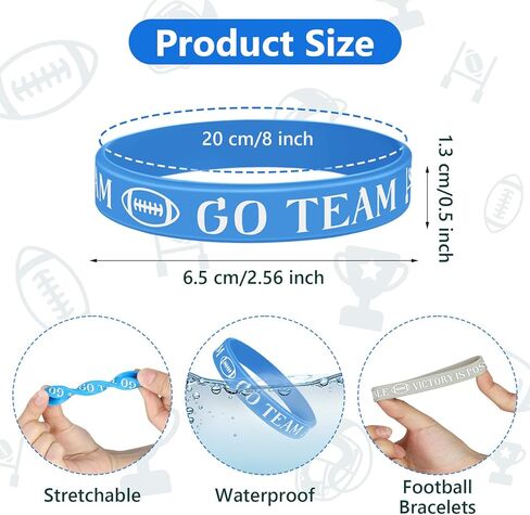 8 PCS Football Silicone Bracelets for Men & Women ، تحفيز حفلة عيد ميلاد كرة قدم تحفيزية هدايا الحفلات للرياضة لعشاق الرياضة يوم لعبة in Kuwait