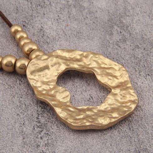 قلادة جلدية جلطية غلكوني قلادة طويلة بوهو للنساء قلادة دائرة بني مكتنزة قلادة سترة الذهب in Kuwait
