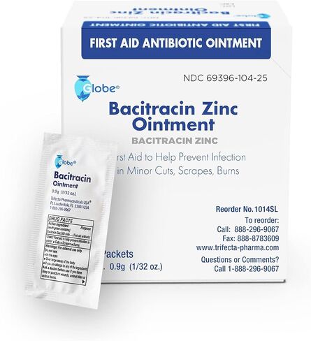 Globe (25 Pack) Bacitracin Zinc Ointment 0.9g حزم واحدة. مرهم الإسعافات الأولية لمنع وشفاء الالتهابات للتخفيضات البسيطة والخدوش والحروق. in Saudi Arabia