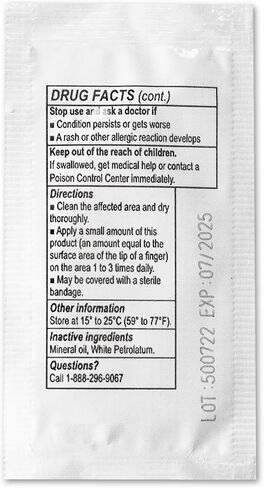 Globe (25 Pack) Bacitracin Zinc Ointment 0.9g حزم واحدة. مرهم الإسعافات الأولية لمنع وشفاء الالتهابات للتخفيضات البسيطة والخدوش والحروق. in Saudi Arabia