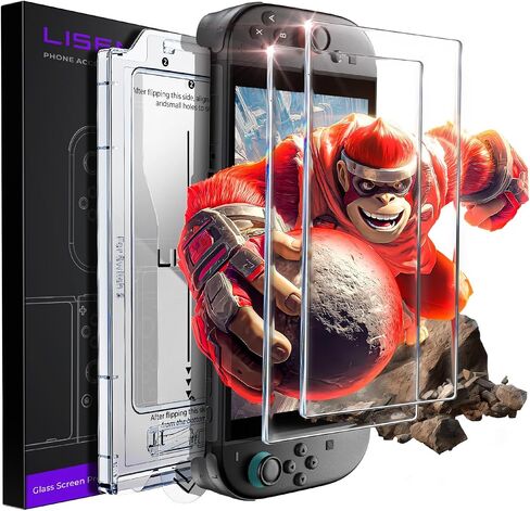 Lisen for Nintendo Switch 2017 Screen Protector [2025 Upgrade] (Anti-Glare & Auto Dust-Elimination) Screen Switch Glass [أطول دائمة] تغطية كاملة ، 2 حزمة in Saudi Arabia