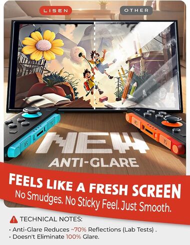 Lisen for Nintendo Switch 2017 Screen Protector [2025 Upgrade] (Anti-Glare & Auto Dust-Elimination) Screen Switch Glass [أطول دائمة] تغطية كاملة ، 2 حزمة in Saudi Arabia