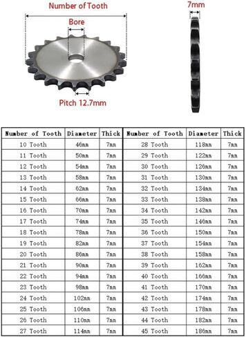 مسننة أسطوانة الأسنان ضرس 1pcs 41-45 سنغ سنغ 12.7 مم A3 الصلب 08b سترون مسطح ترس سلسلة الأسطوانة (41 أسنان) in Kuwait