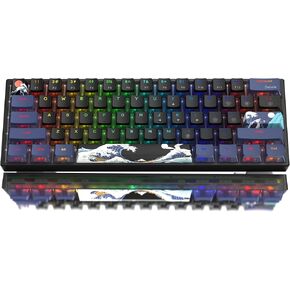 Womier 60% Percent Keyboard, WK61 Mechanical RGB Wired Gaming Keyboard, Hot-Swappable Keyboard with Blue Sea PBT Keycaps for Windows PC Gamers - Linear Red Switch in Kuwait