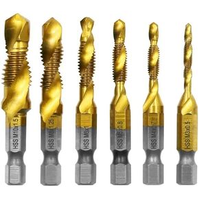 6pc High-Speed Steel 4341 Titanium Plated Composite Tap Drill and Tap Integrated Machine Tap Open and Chamfer Tool Set in Saudi Arabia