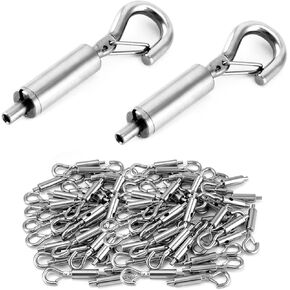 QWORK Steel Wire Rope Hanger, 80 Pack Portable Hook & Eye Turnbuckle Tension for 1/16-3/32 Stainless Steel Cable Guide Wire Rope in Saudi Arabia