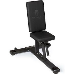 Titan Fitness Seated Stationary Bench, Rated 330 LB, Ergonomic Angled Back, Comfortable HeftyGrip Padding, Front Handle, Rear Wheels for Easy Transport, Utility Upright Weight Bench in Kuwait