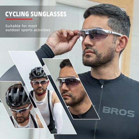ROCKBROS Photochromic Sports Sunglasses Mens Pickleball Glasses Cycling Glasses MTB Sunglasses, with Removable Elasctic Band in Kuwait