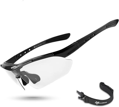 ROCKBROS Photochromic Sports Sunglasses Mens Pickleball Glasses Cycling Glasses MTB Sunglasses, with Removable Elasctic Band in Kuwait
