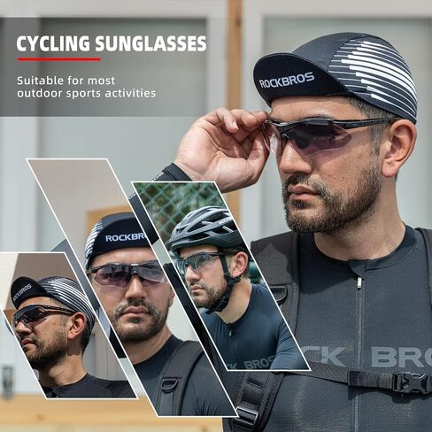 ROCKBROS Photochromic Sports Sunglasses Mens Pickleball Glasses Cycling Glasses MTB Sunglasses, with Removable Elasctic Band in Kuwait