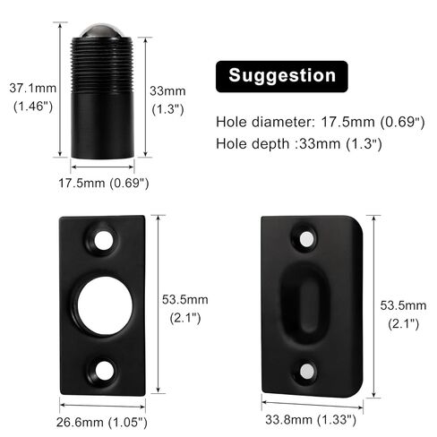 1pcs كرة الكرة الربيعة مزلاج أجهزة خزانة النحاس خزانة الصيد الساتان المصبوبة بالفرشاة والبوابة السود in Kuwait