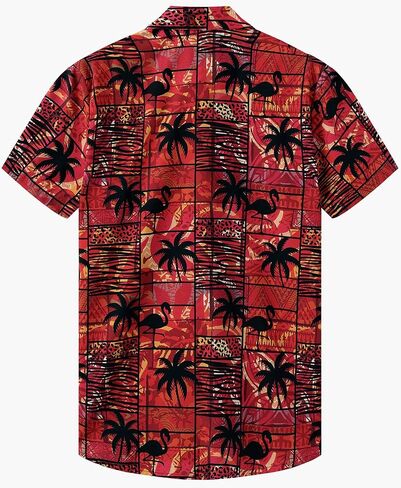 Kyku Hawaiian Shirt Button Men: Parrots Print Short Sleeve Clothing Multicolor L. in Kuwait