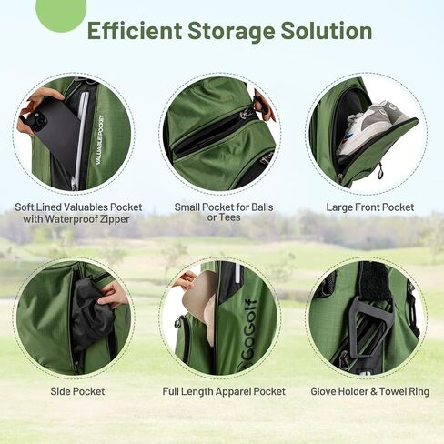 Tangkula Golf Stand Bag with 8 Way Top Dividers, Lightweight Golf Bag with 5 Zippered Pockets, Golf Club Carry Bag with Adjustable Dual Shoulder Strap, Rain Hood, Ideal for Women & Men in Saudi Arabia