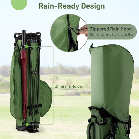 Tangkula Golf Stand Bag with 8 Way Top Dividers, Lightweight Golf Bag with 5 Zippered Pockets, Golf Club Carry Bag with Adjustable Dual Shoulder Strap, Rain Hood, Ideal for Women & Men in Saudi Arabia