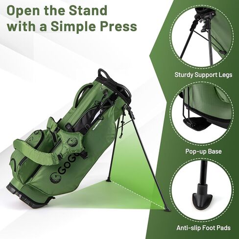 Tangkula Golf Stand Bag with 8 Way Top Dividers, Lightweight Golf Bag with 5 Zippered Pockets, Golf Club Carry Bag with Adjustable Dual Shoulder Strap, Rain Hood, Ideal for Women & Men in Saudi Arabia