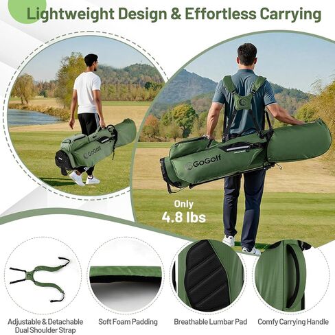 Tangkula Golf Stand Bag with 8 Way Top Dividers, Lightweight Golf Bag with 5 Zippered Pockets, Golf Club Carry Bag with Adjustable Dual Shoulder Strap, Rain Hood, Ideal for Women & Men in Saudi Arabia