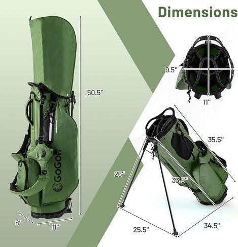 Tangkula Golf Stand Bag with 8 Way Top Dividers, Lightweight Golf Bag with 5 Zippered Pockets, Golf Club Carry Bag with Adjustable Dual Shoulder Strap, Rain Hood, Ideal for Women & Men in Saudi Arabia