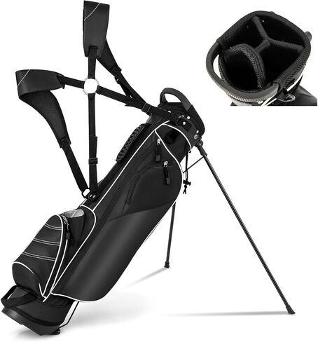 حقيبة حامل Gymax Golf Golf ، حقيبة غولف مقسمة من 4 طرق مع 4 جيوب سحاب ، حقيبة باردة ، غطاء محرك واقفًا على كتف مطلي ، حقيبة نوادي خفيفة الوزن محفورة للرجال/النساء in Kuwait