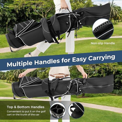 حقيبة حامل Gymax Golf Golf ، حقيبة غولف مقسمة من 4 طرق مع 4 جيوب سحاب ، حقيبة باردة ، غطاء محرك واقفًا على كتف مطلي ، حقيبة نوادي خفيفة الوزن محفورة للرجال/النساء in Kuwait