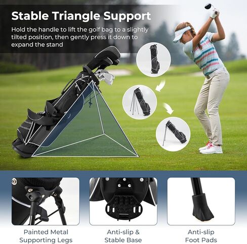 حقيبة حامل Gymax Golf Golf ، حقيبة غولف مقسمة من 4 طرق مع 4 جيوب سحاب ، حقيبة باردة ، غطاء محرك واقفًا على كتف مطلي ، حقيبة نوادي خفيفة الوزن محفورة للرجال/النساء in Kuwait
