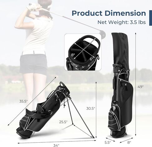 حقيبة حامل Gymax Golf Golf ، حقيبة غولف مقسمة من 4 طرق مع 4 جيوب سحاب ، حقيبة باردة ، غطاء محرك واقفًا على كتف مطلي ، حقيبة نوادي خفيفة الوزن محفورة للرجال/النساء in Kuwait