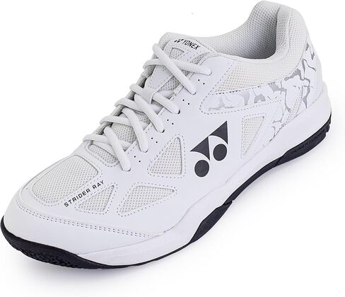 Yonex Strider Ray - أحجام الأطفال وأحجام الكبار - أحذية الريشة النحيفة مع وسادة وسادة الطاقة - أبيض/أسود in Saudi Arabia