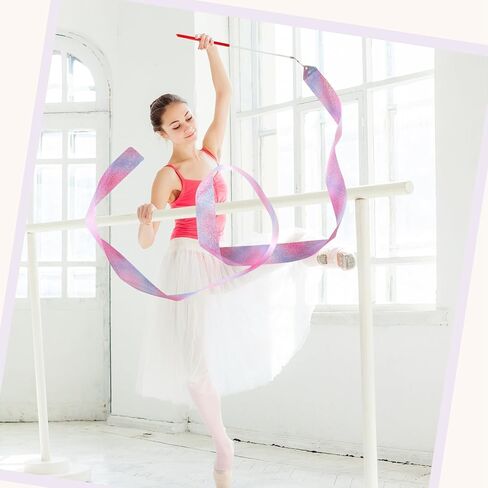 2PCS Ribbon Dance Wands, Gymnastic Ribbons Sparkling Dance Ribbon Streamer Twirling Dancing Ribbons with Wand for Artistic Dancing Training Party Favors Kids Girls Adults Talent Shows in Saudi Arabia