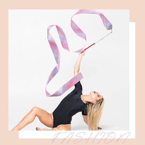 2PCS Ribbon Dance Wands, Gymnastic Ribbons Sparkling Dance Ribbon Streamer Twirling Dancing Ribbons with Wand for Artistic Dancing Training Party Favors Kids Girls Adults Talent Shows in Saudi Arabia