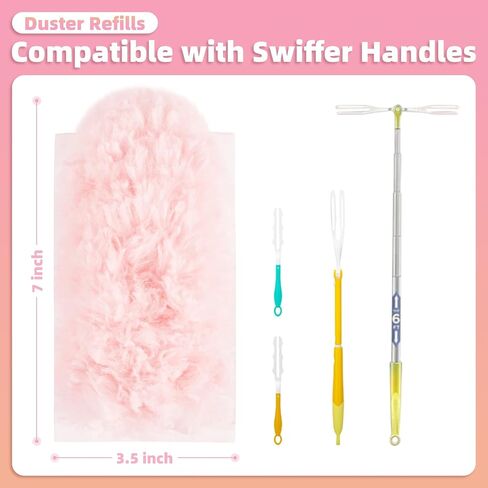 30 تعبئة تعبئة Duster Pink Count متوافقة مع مقبض Swiffer ، و 360 درجة تعبئة أنابيب متعددة السطح مع مقبض واحد ، وألياف الدقيقة 5x يمكن التخلص منها للمنزل ، وتنظيف المكاتب وهدية in Saudi Arabia