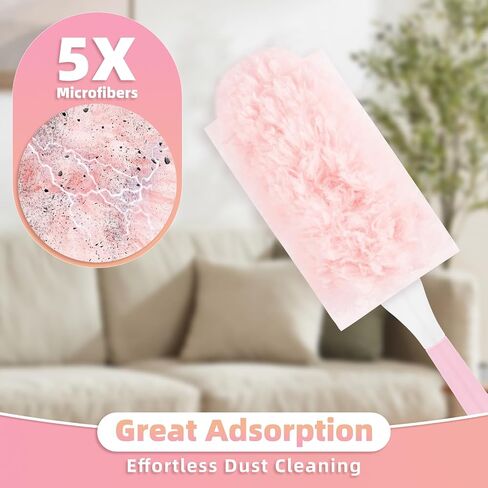 30 تعبئة تعبئة Duster Pink Count متوافقة مع مقبض Swiffer ، و 360 درجة تعبئة أنابيب متعددة السطح مع مقبض واحد ، وألياف الدقيقة 5x يمكن التخلص منها للمنزل ، وتنظيف المكاتب وهدية in Saudi Arabia