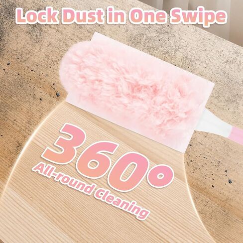 30 تعبئة تعبئة Duster Pink Count متوافقة مع مقبض Swiffer ، و 360 درجة تعبئة أنابيب متعددة السطح مع مقبض واحد ، وألياف الدقيقة 5x يمكن التخلص منها للمنزل ، وتنظيف المكاتب وهدية in Saudi Arabia