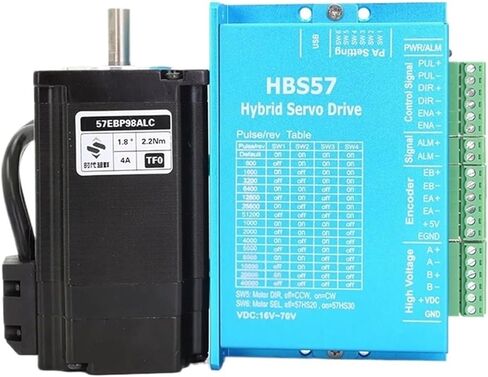 KIT NEMA23 حلقة مغلقة خطوة Servo Motor + HBS57 DRIVER KIT 2.2N.M مع تشفير 1000 خطوط 57EBP98ALC-TFA + HBS57 in Kuwait