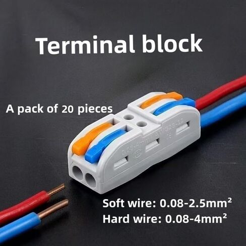 25 Pcs Wire Connectors Lever Wire Connector Compact Splicing Connector Push-in Conductor Terminal Block (1 in 1 Out) in Saudi Arabia